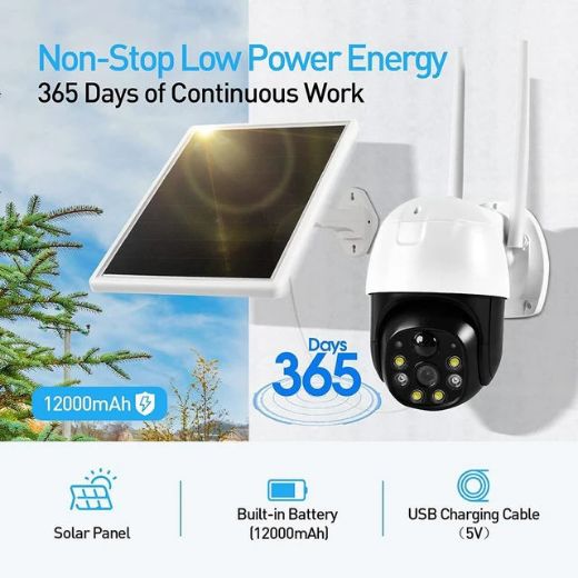 Picture of Smart 4G 1080P HD Outdoor Solar Security Camera with Night Vision - White