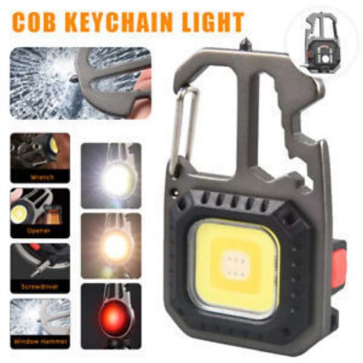 Picture of Multifunctional Emergency COB Light Tripod Keychain with Screwdriver Wrench Tool, Bottle Opener & Glass Breaker