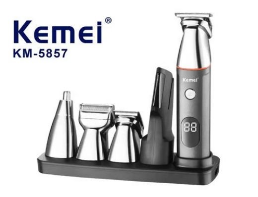 Picture of Kemei 5-in-1 Multifunctional Clipper Kit for Trimming, Styling Hairs & Grooming Face & Body - Black