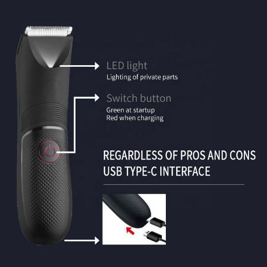 Picture of JTrim Precision Electric Cordless Beard Trimmer Body Hair Clipper & 2 Speeds with USB Charging - Black