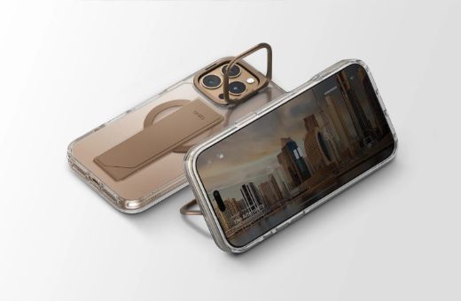 Picture of Uniq Hybrid Heldro Max Magclick with Camera Stand Case for iPhone 16 Pro Max - Taupe Gold