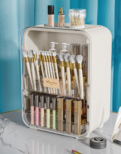 Picture of Makeup Storage Box Cabinet with makeup Mirror - White