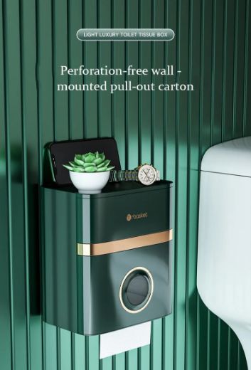 Picture of Toilet Paper Holder with Tissue Storage Box - Green